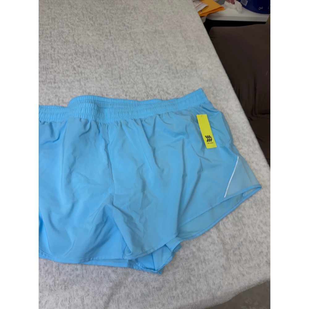 All in Motion Womens Plus 4X Blue Running Shorts Mesh Trim Elastic Waist NWT